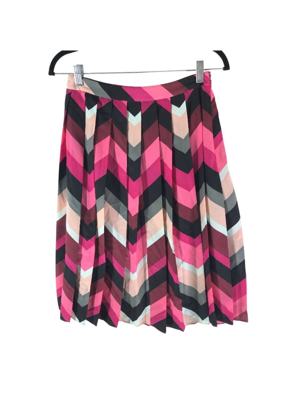 Vince Camuto Skirt A Line Pleated Satin Chevron Striped Pink 2